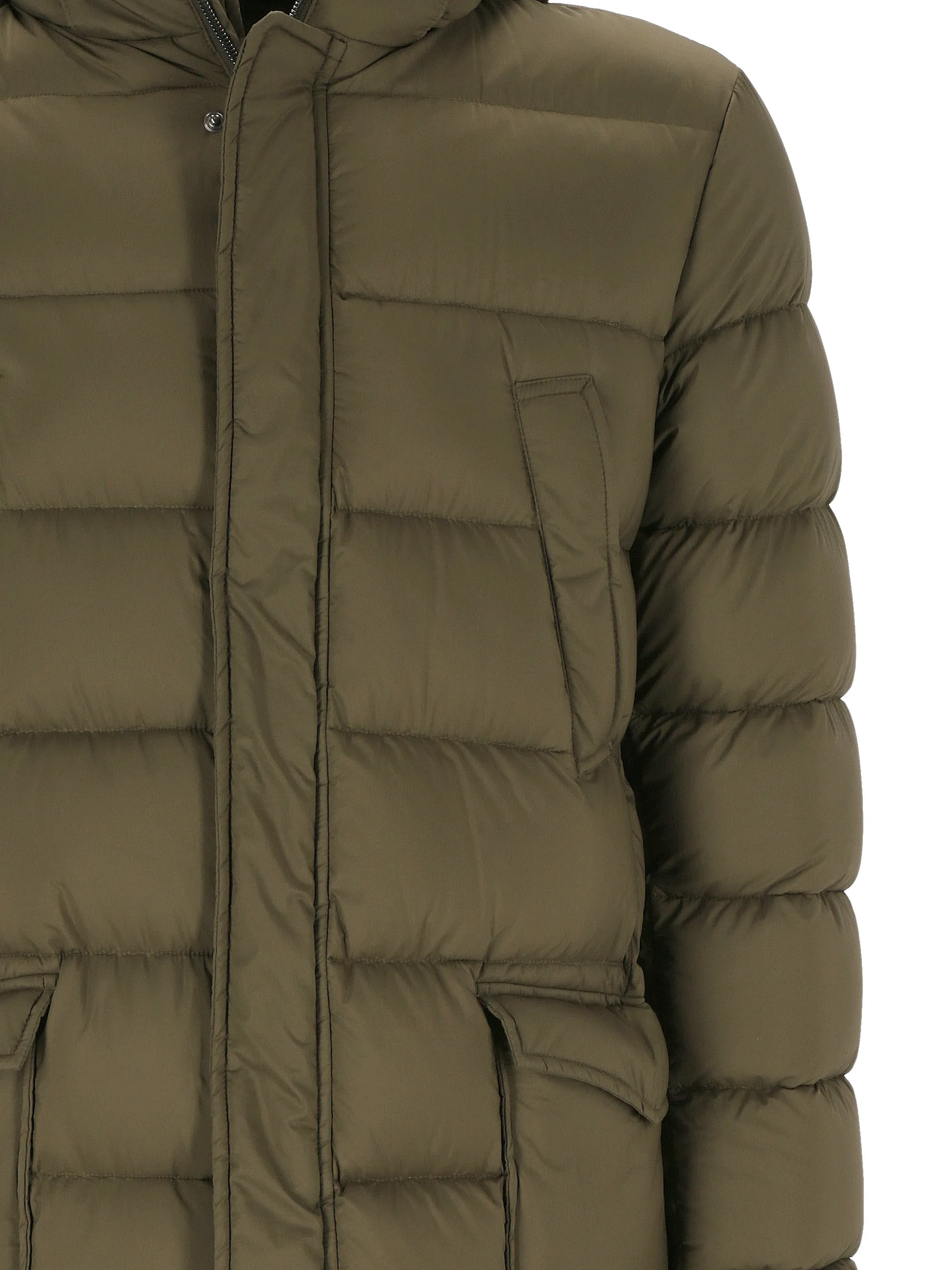 padded hooded down jacket