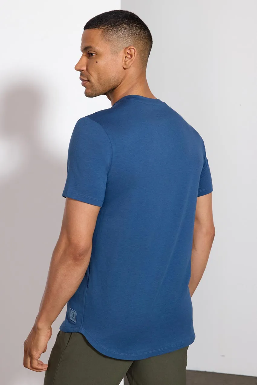 Pima Cotton Henley With Curved Hem - Key Largo