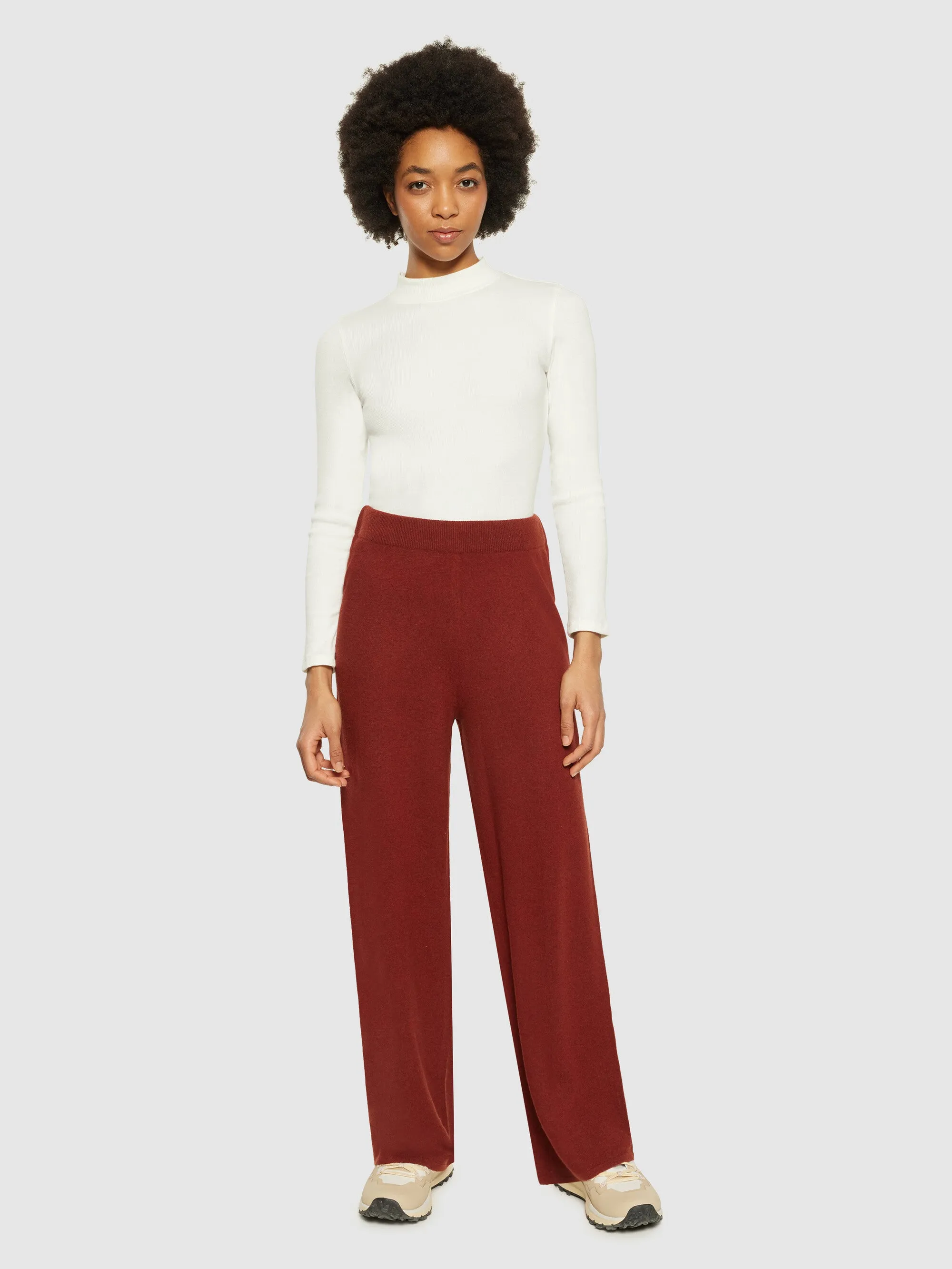 POSEY wide mid-rise knitted pants - RWS - Fired Brick