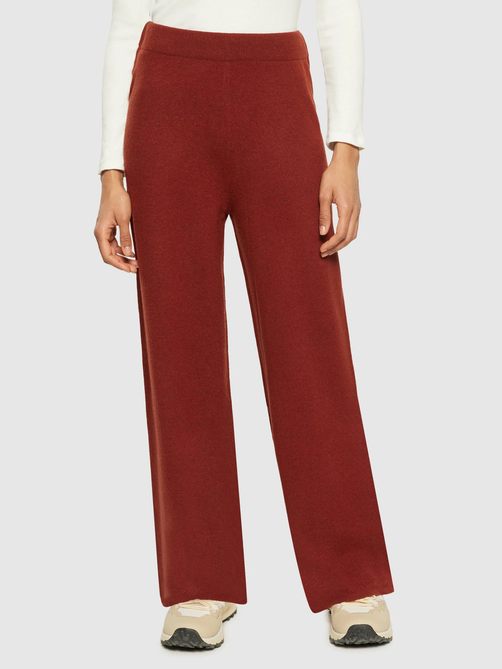 POSEY wide mid-rise knitted pants - RWS - Fired Brick