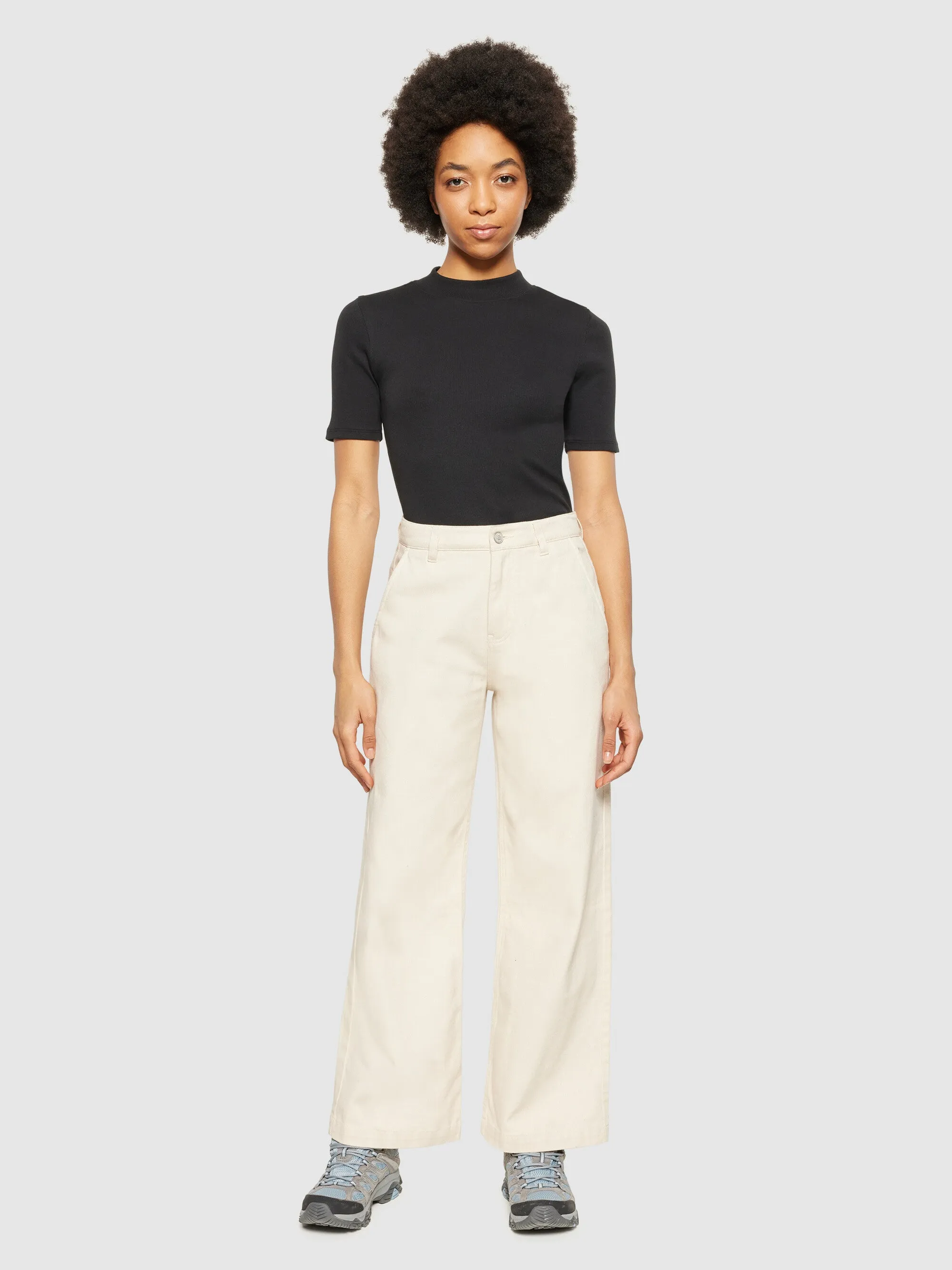 POSEY wide mid-rise twill pant - GOTS/Vegan - Egret