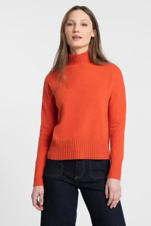 Rib Trim Funnel Sweater