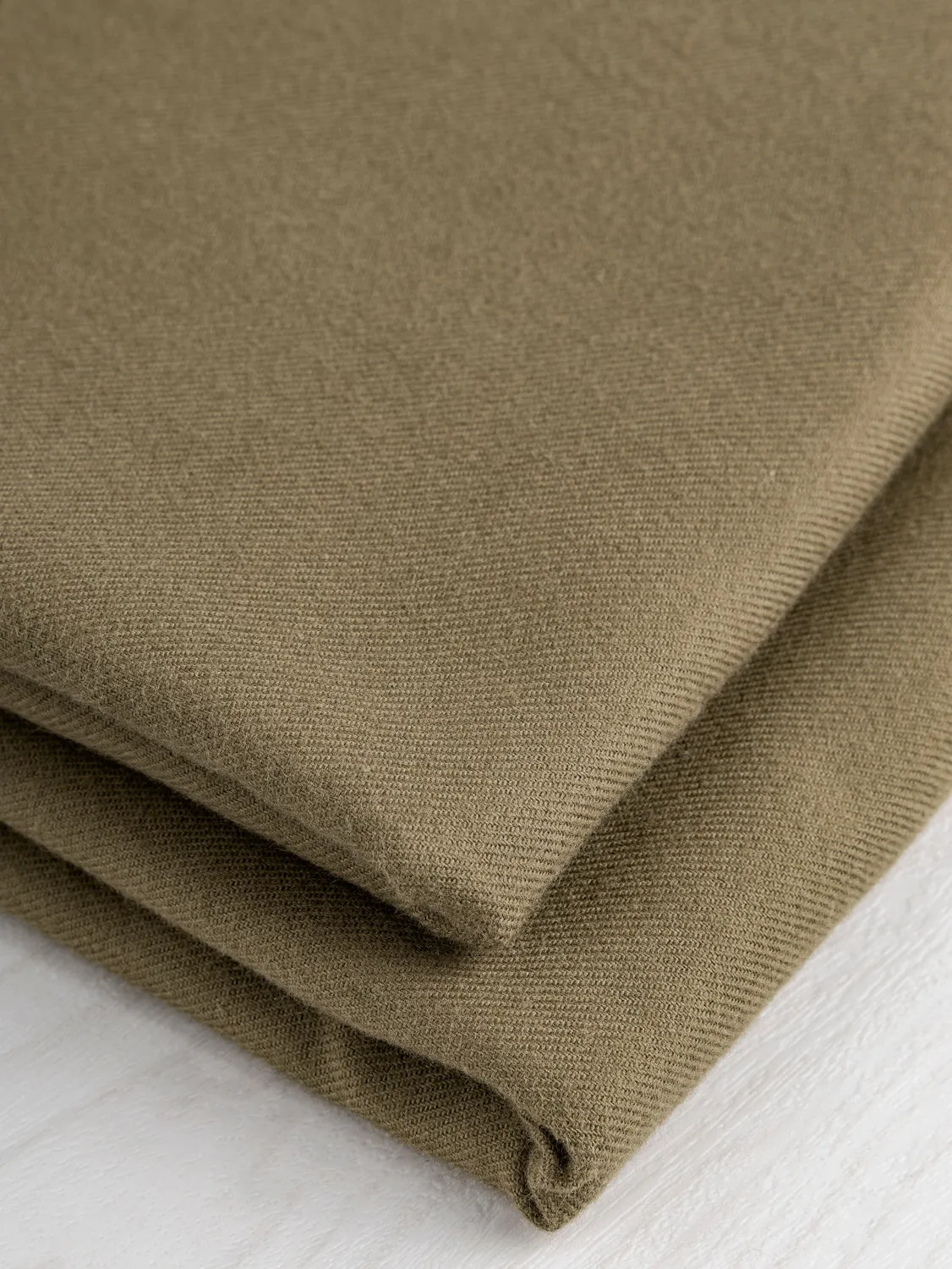 Solid Cotton Flannel Twill - Khaki - Swatch