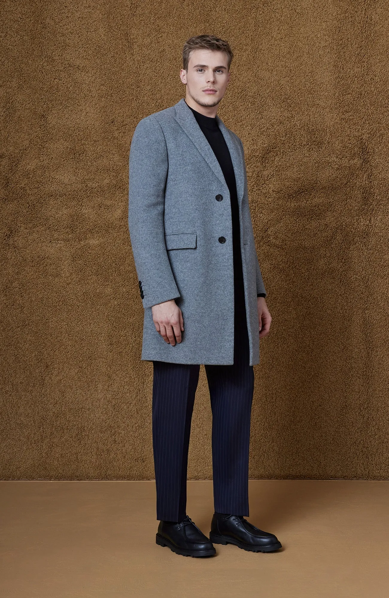 SUTTON LIGHT GREY WOOL TOPCOAT