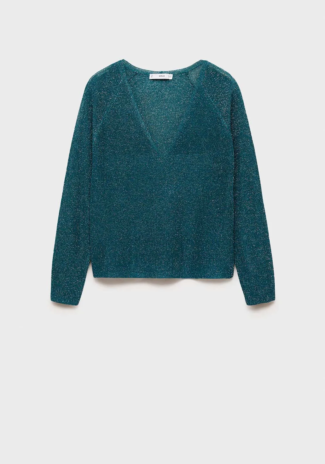 V-neck lurex sweater - Green