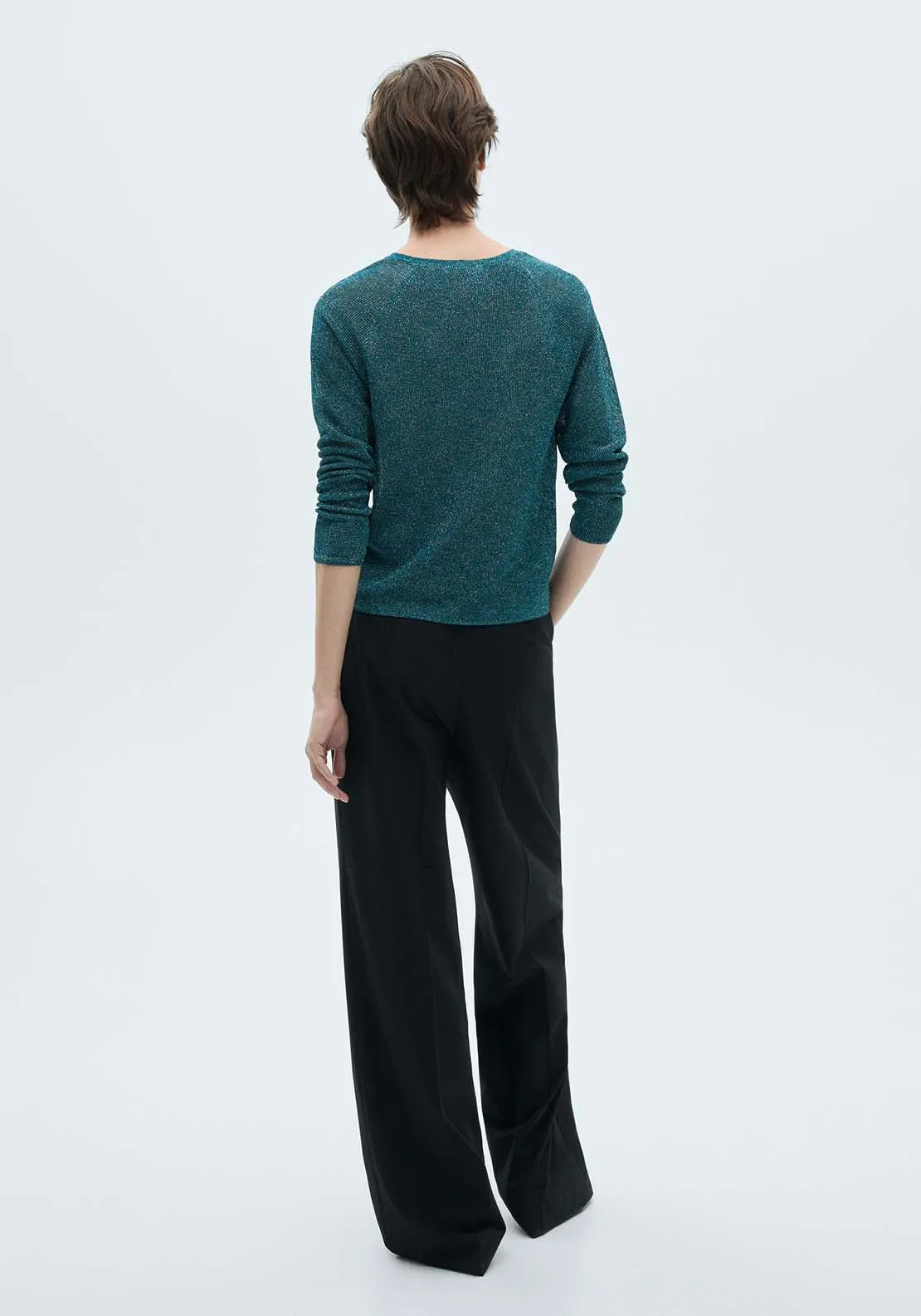 V-neck lurex sweater - Green