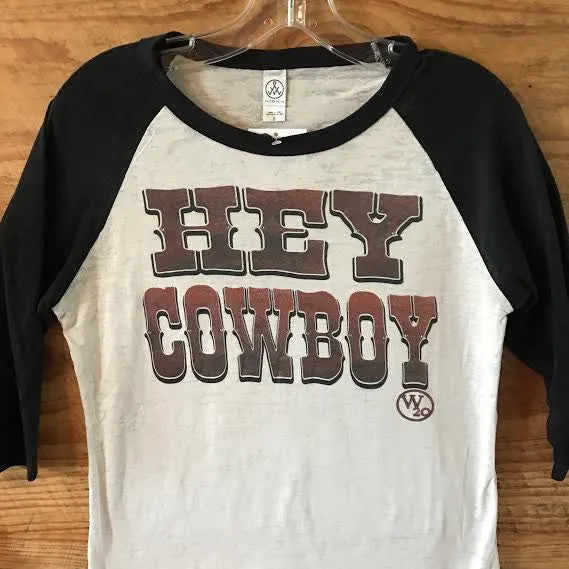 West 20 Saddle Co. Hey Cowboy Baseball Tee