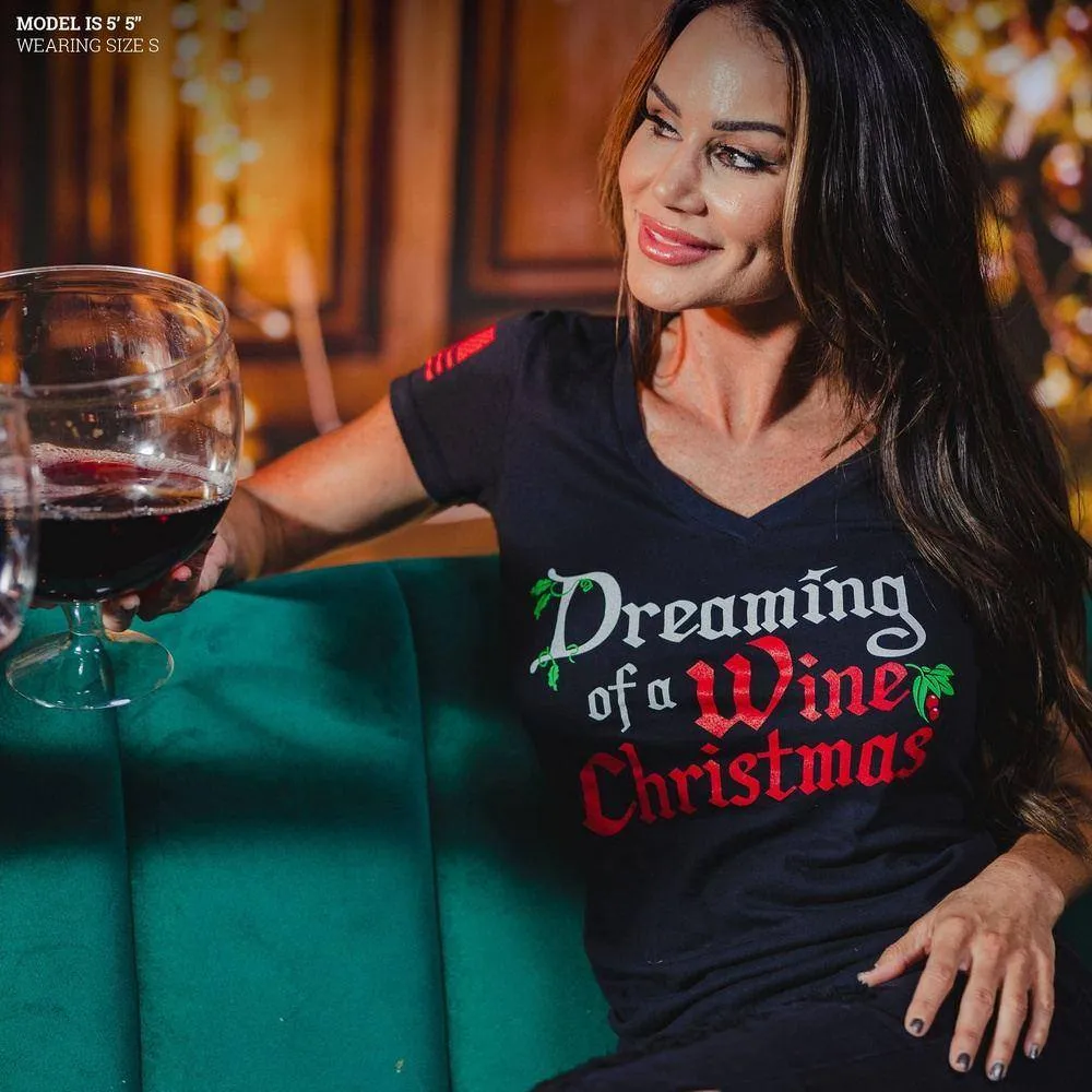 Women's Wine Christmas V-Neck - Black