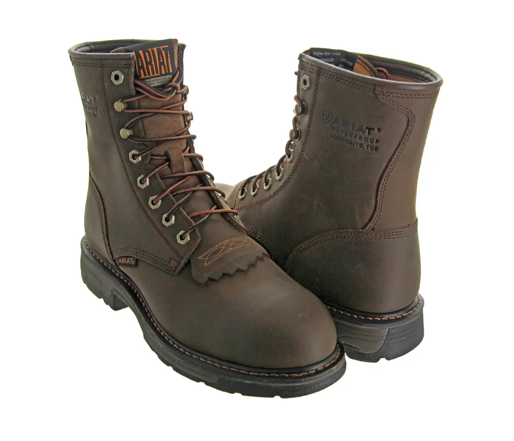 Workhog 8'' Oily Distress Brn CT WP by Ariat