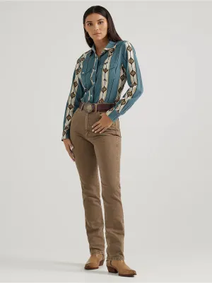 Wrangler Ladies Teal Checotah Classic Western Snap Shirt-112356658