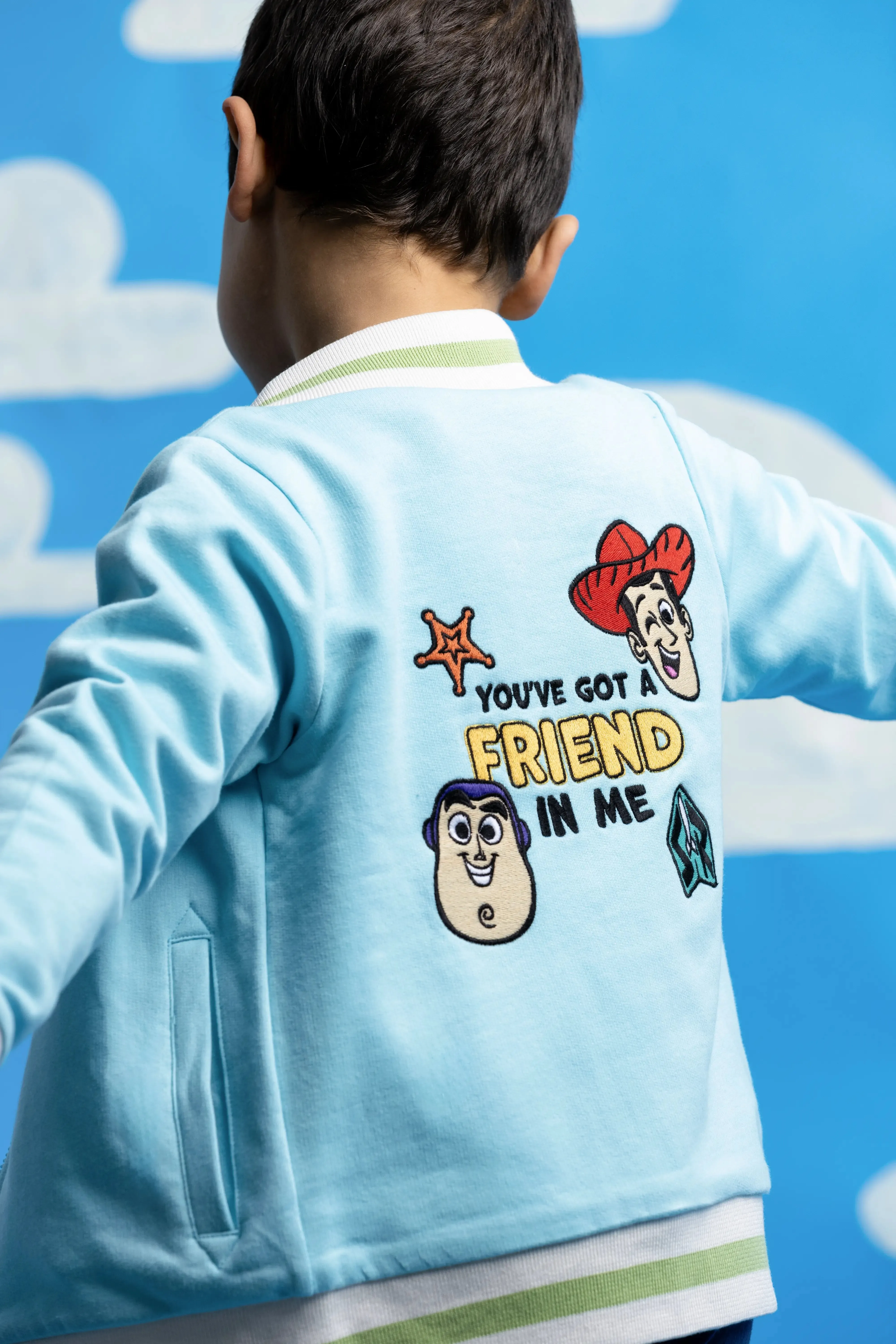 Zip Bomber Jacket_Toy Story Friends on Light Blue